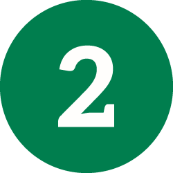 Green circle with white number two