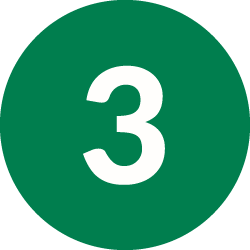 Green circle with white number three